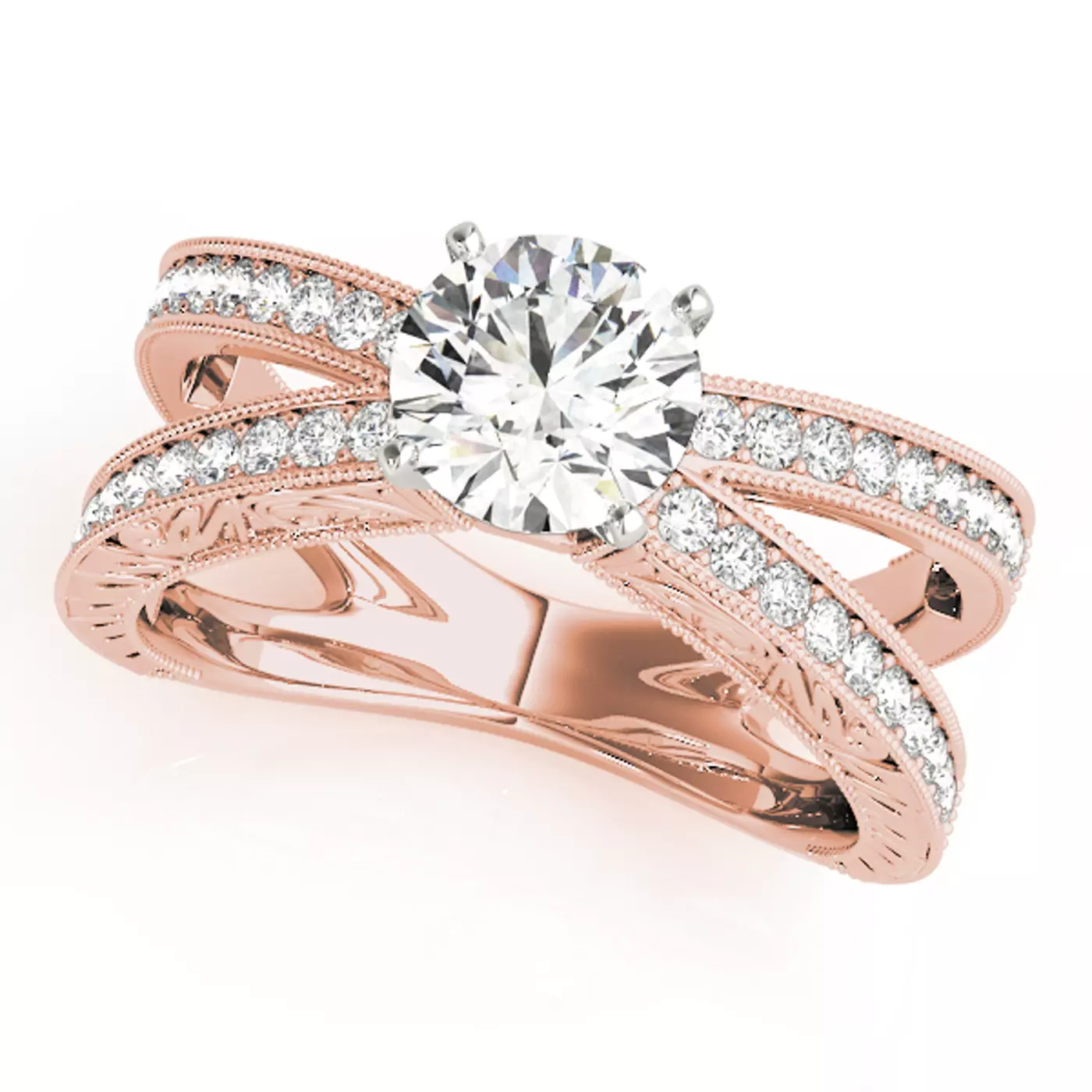 Heirloom-Inspired Details 14K Rose Gold Engagement Ring