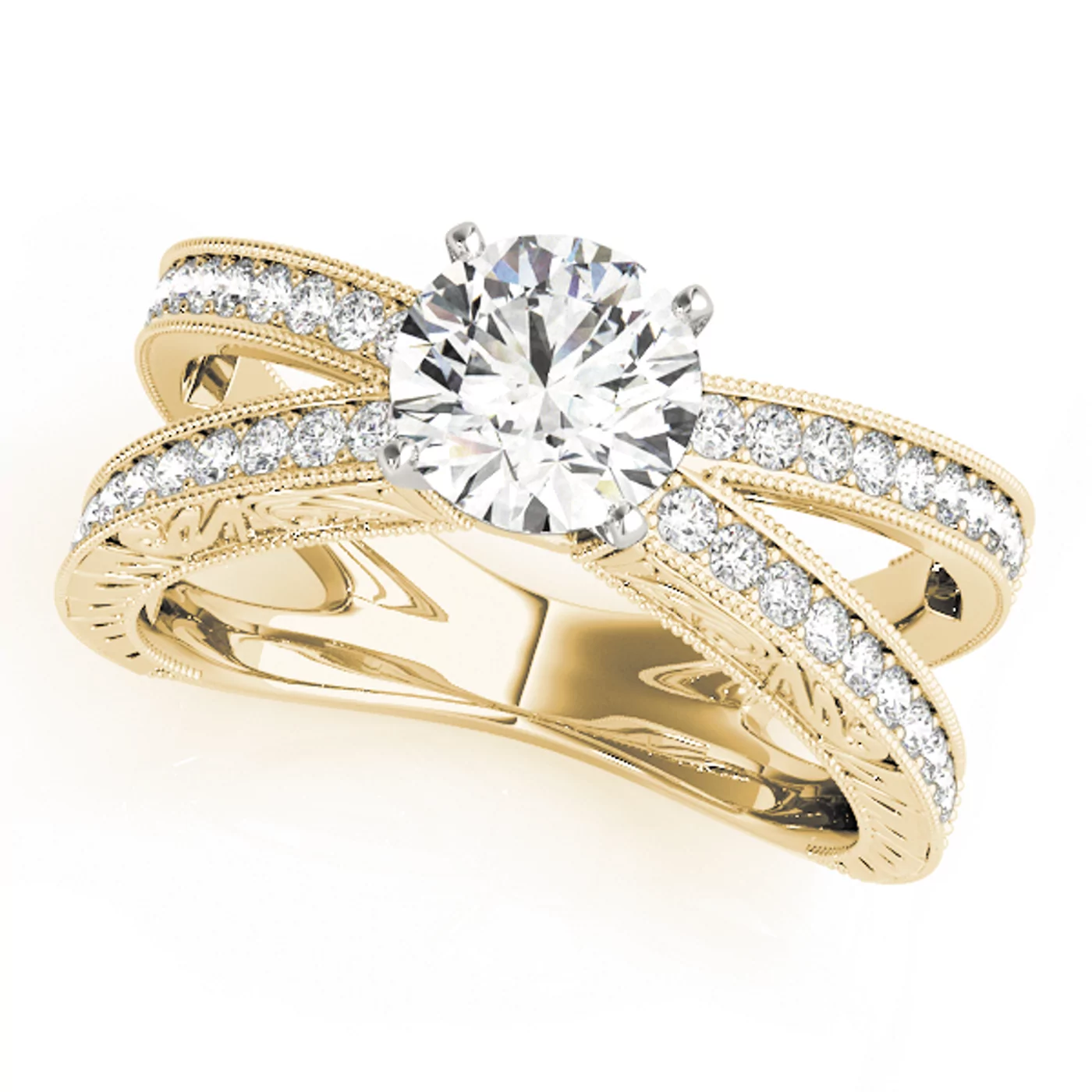 Heirloom-Inspired Details 14K Yellow Gold Engagement Ring