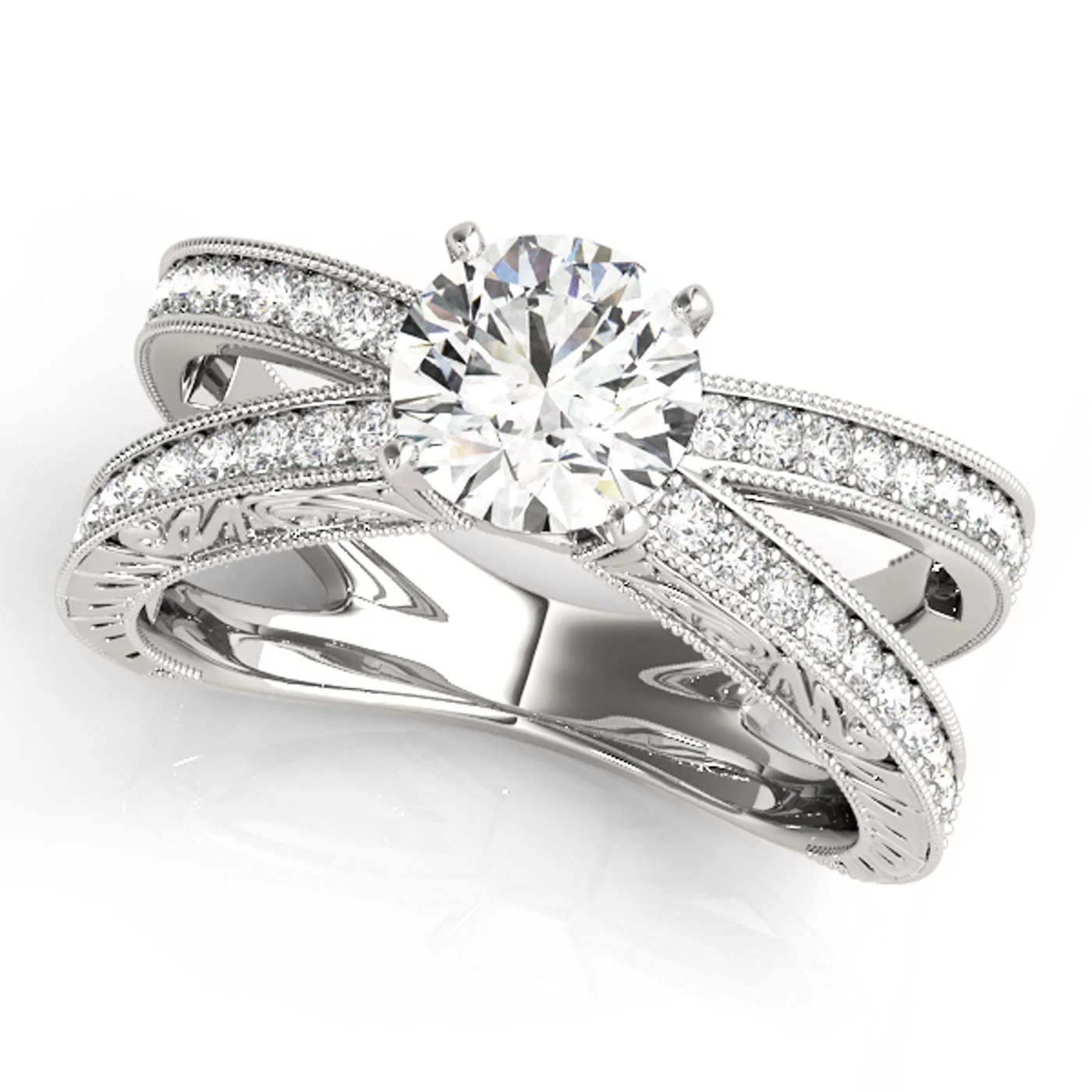 Heirloom-Inspired Details Platinum Engagement Ring