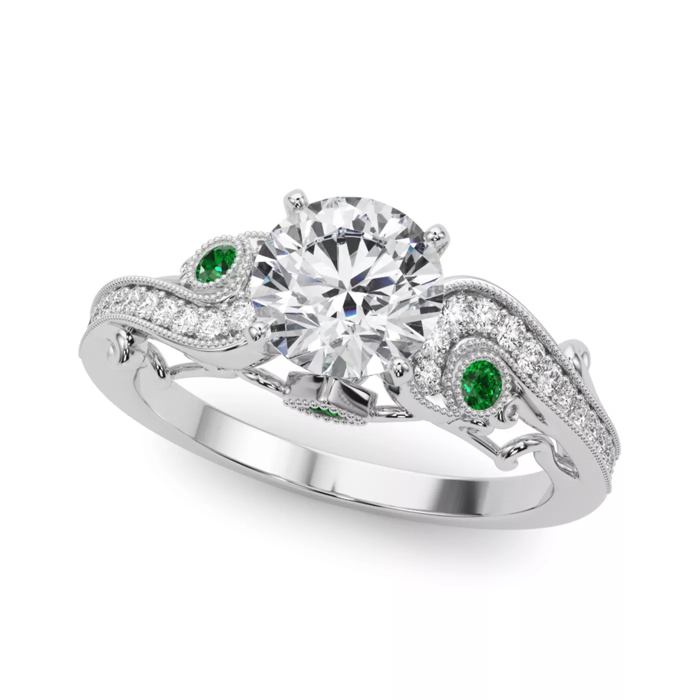 Emerald-Cut Sophistication 14K White Gold Engagement Ring