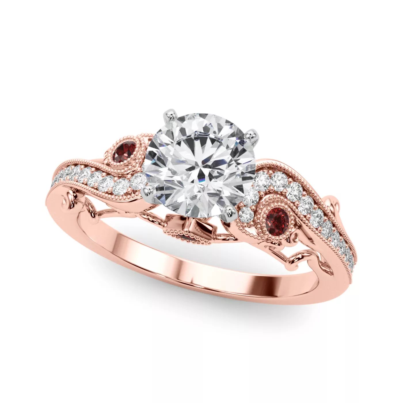 Brilliant Side Accents 14K Rose Gold Engagement Ring