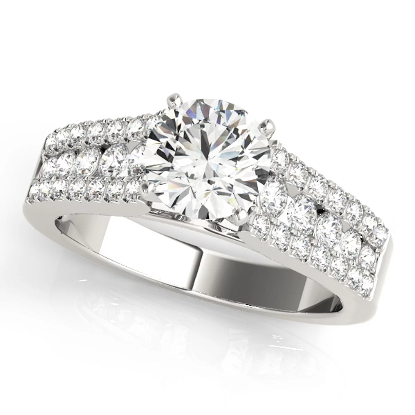 Brilliant Side Accents 18K White Gold Engagement Ring