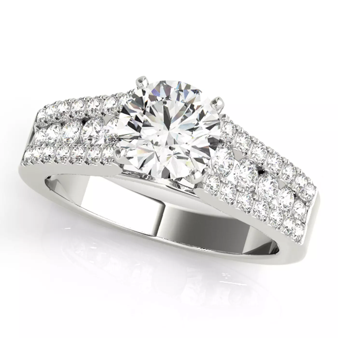 Brilliant Side Accents Platinum Engagement Ring