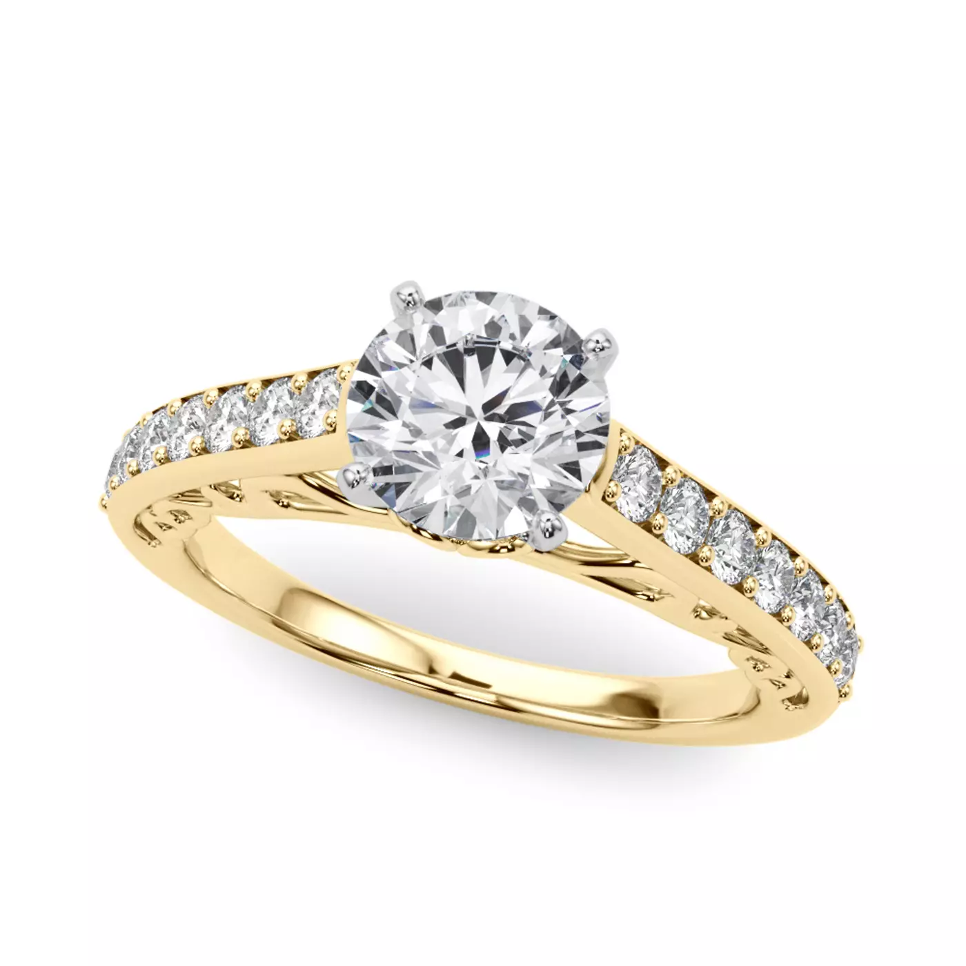 Vintage-Inspired Detail 14K Yellow Gold Engagement Ring