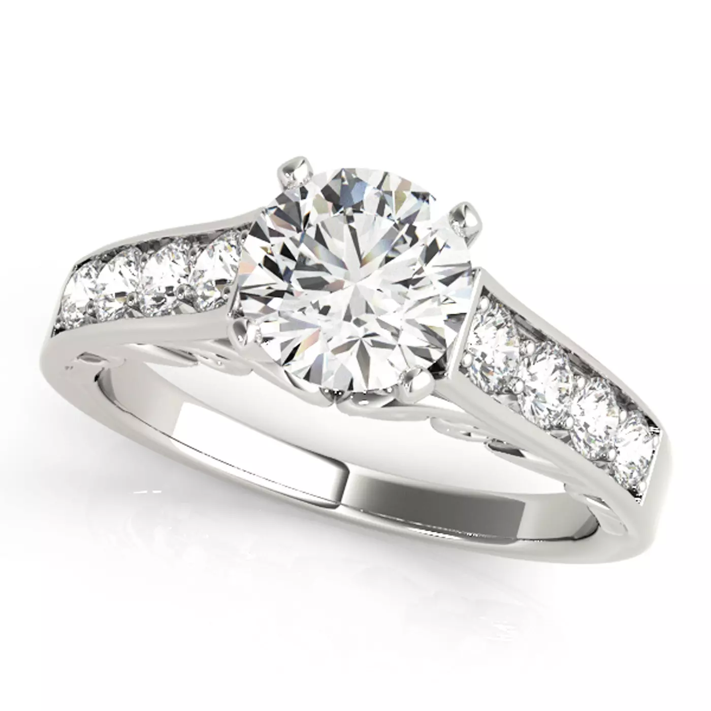 Brilliant Side Accents Platinum Engagement Ring