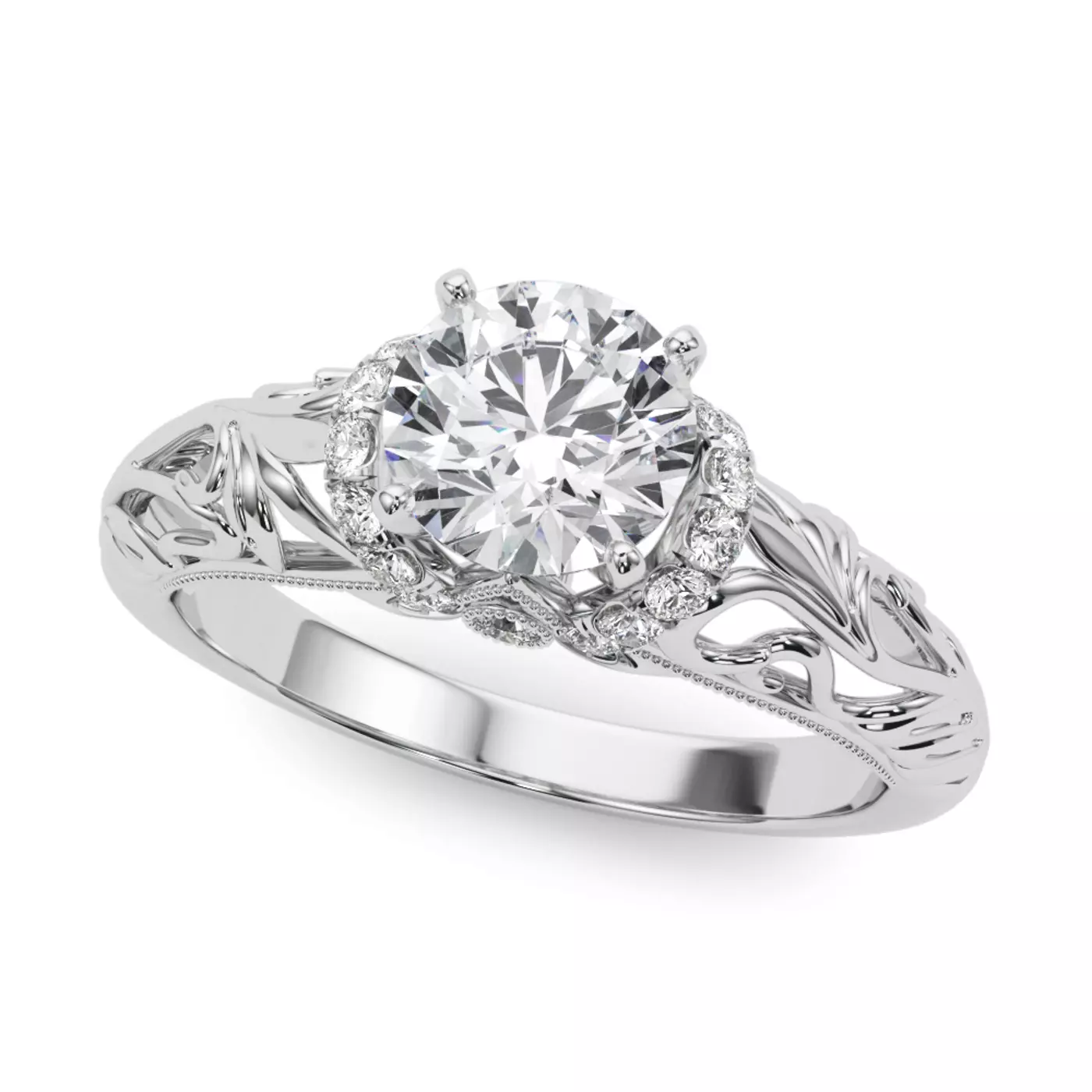 Brilliant Side Accents Platinum Engagement Ring