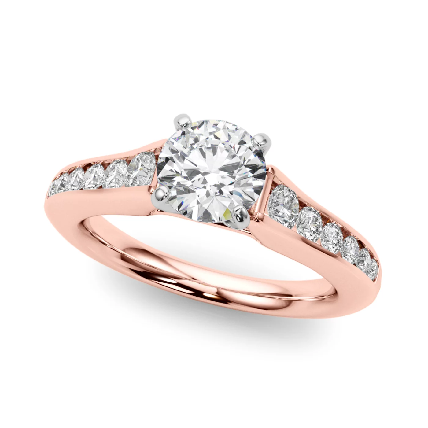 Brilliant Side Accents 14K Rose Gold Engagement Ring