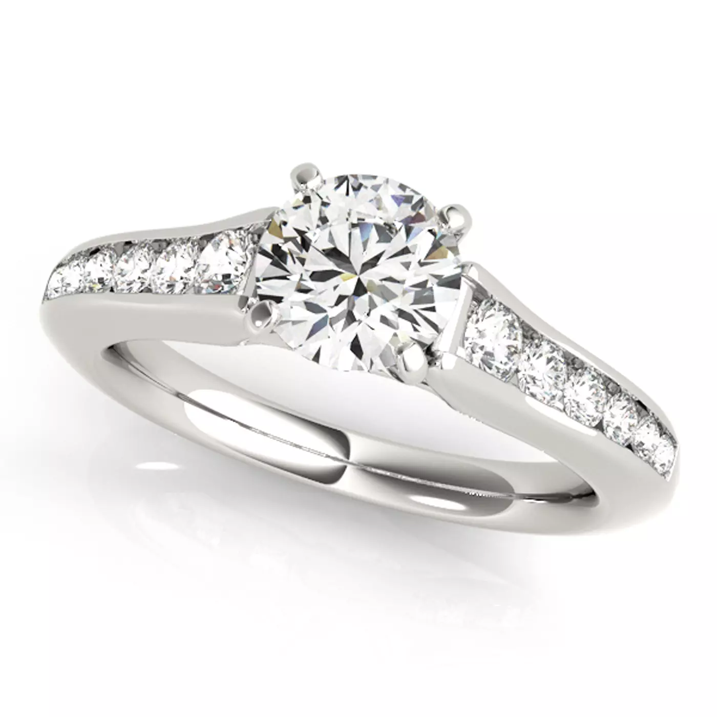 Brilliant Side Accents Platinum Engagement Ring