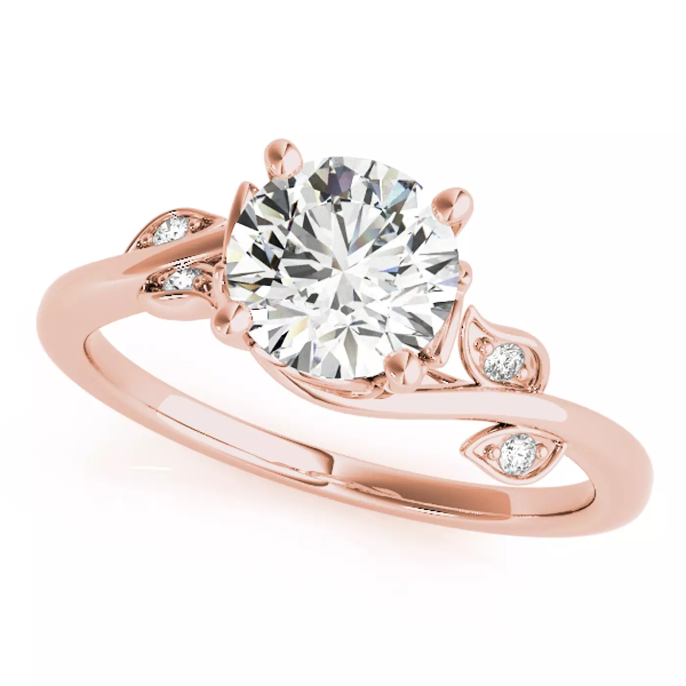 Brilliant Side Accents 14K Rose Gold Engagement Ring