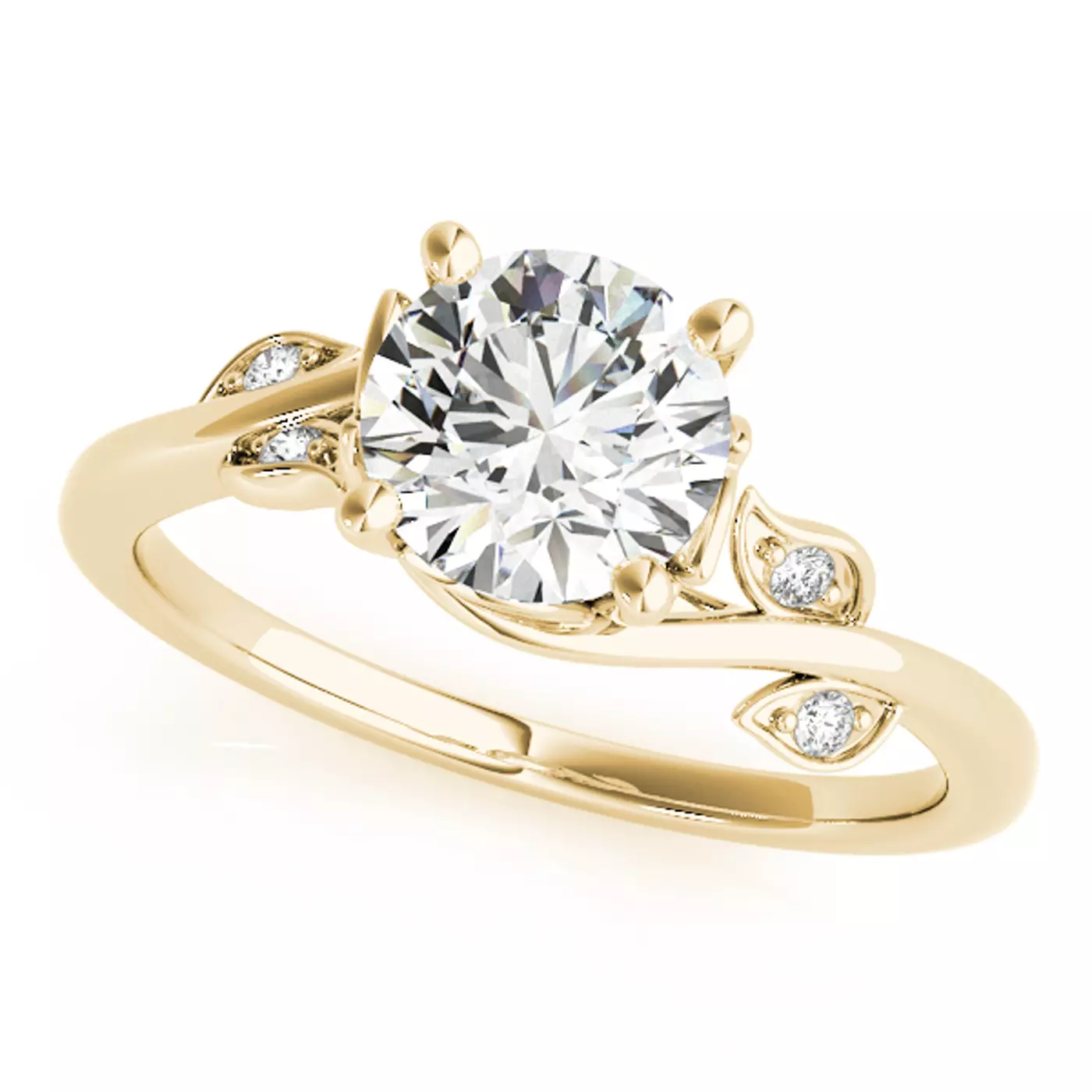 Brilliant Side Accents 14K Yellow Gold Engagement Ring