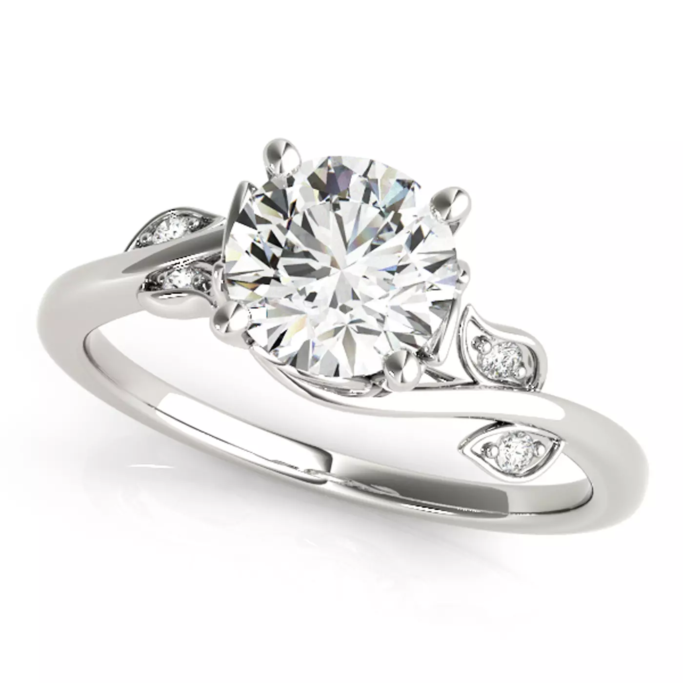 Brilliant Side Accents Platinum Engagement Ring