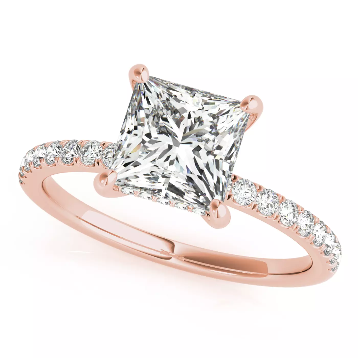 Hidden Halo Sparkle 14K Rose Gold Engagement Ring