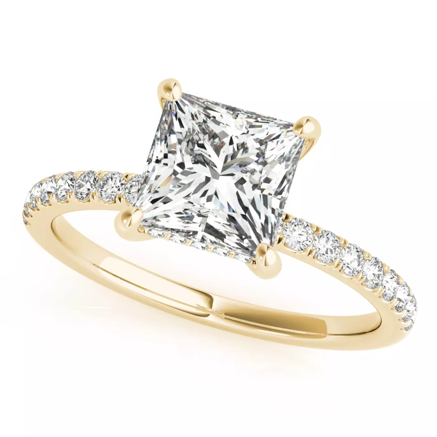 Hidden Halo Sparkle 18K Yellow Gold Engagement Ring