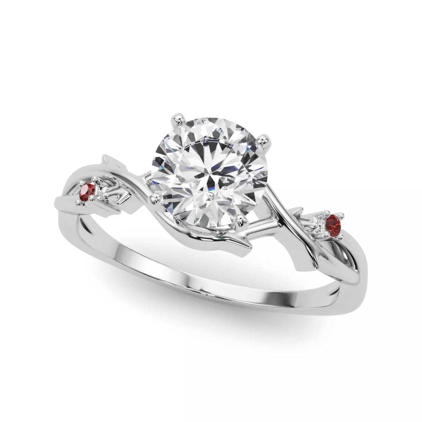 Brilliant Side Accents 14K White Gold Engagement Ring