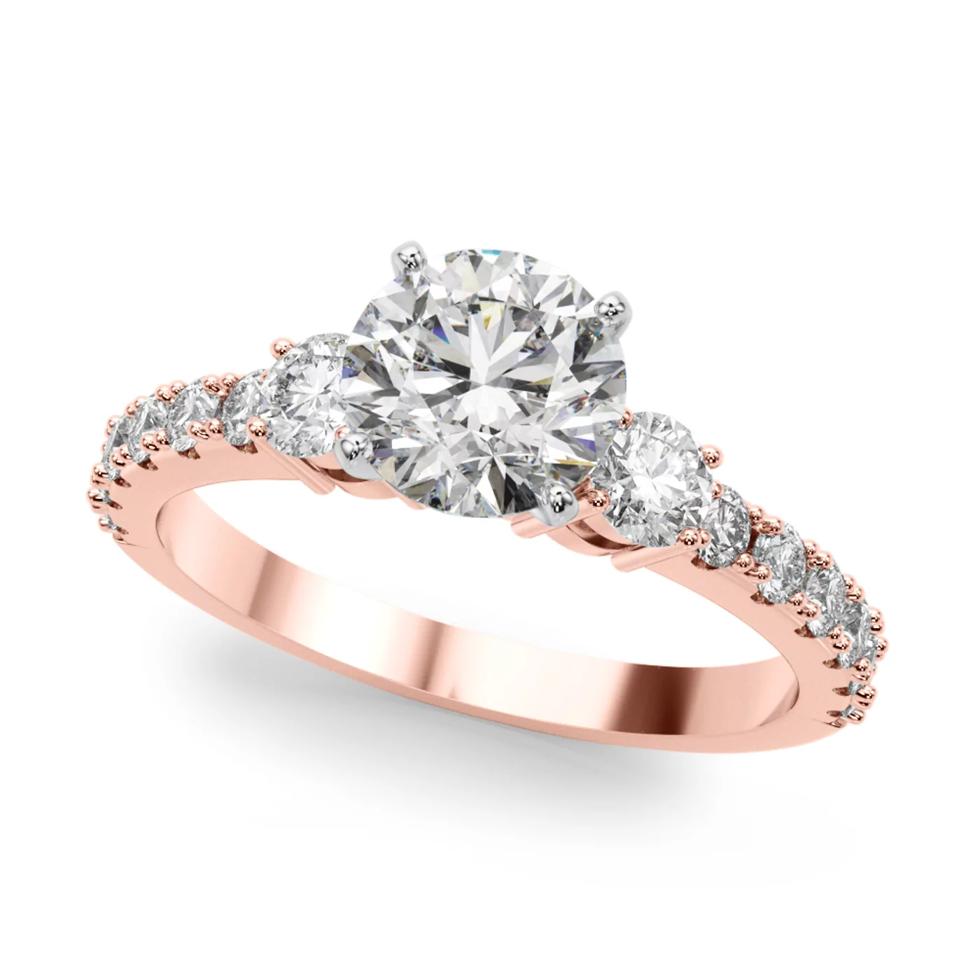 Three-Stone Symbolism 14K Rose Gold Engagement Ring