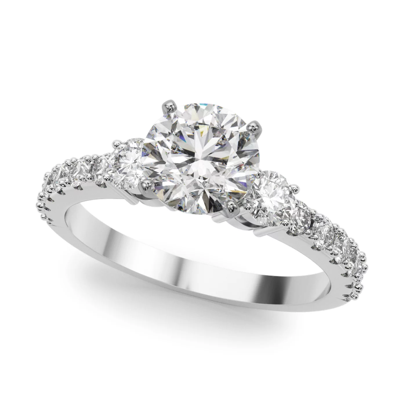 Three-Stone Symbolism 14K White Gold Engagement Ring