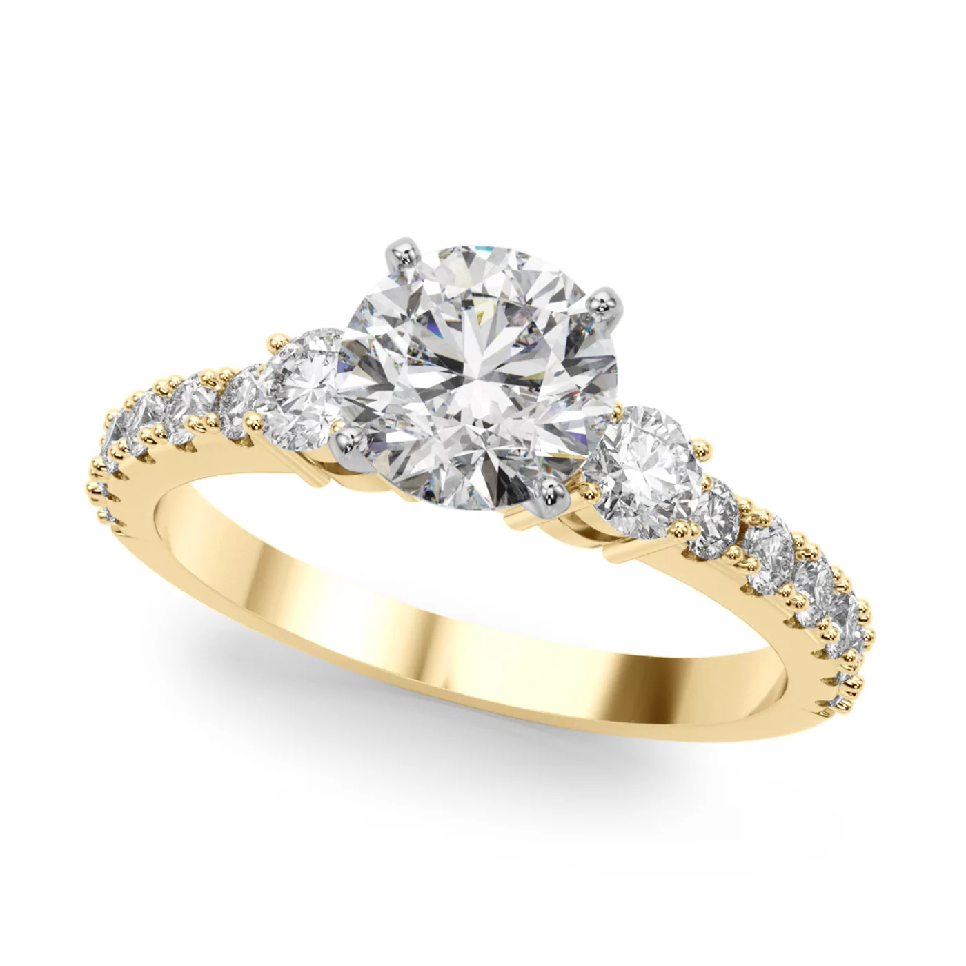 Three-Stone Symbolism 14K Yellow Gold Engagement Ring
