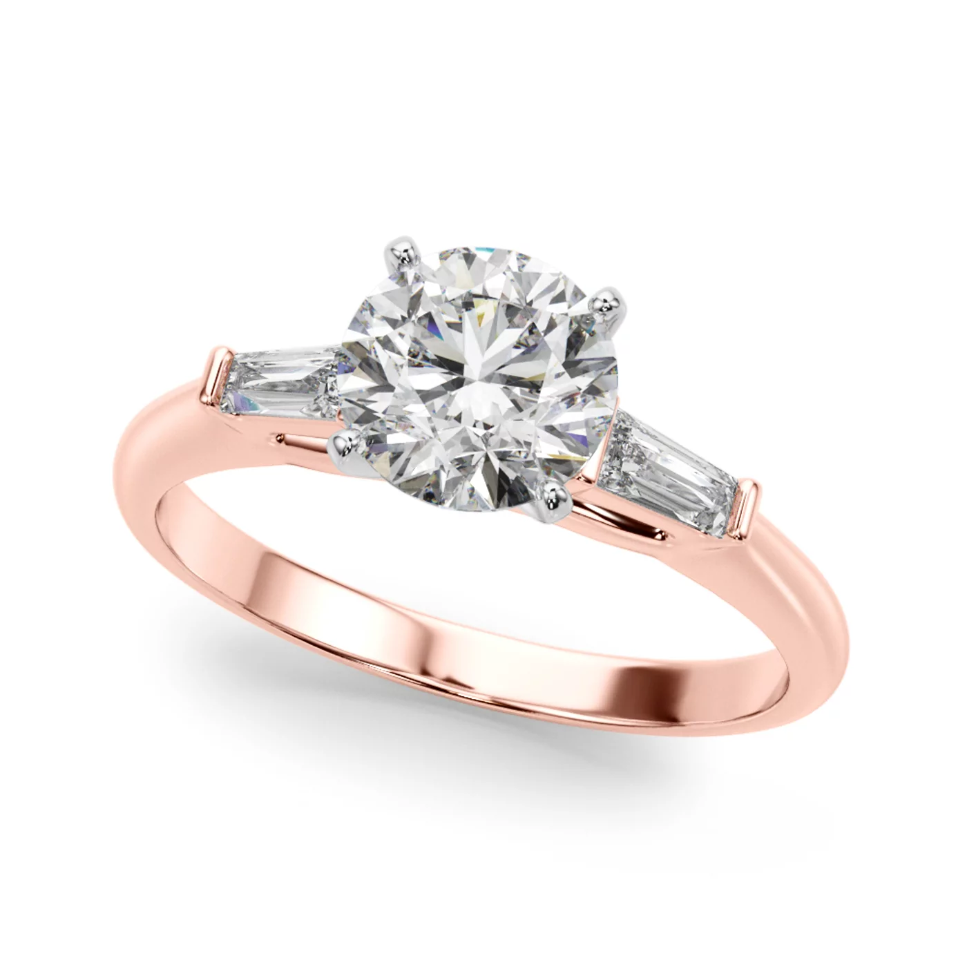 Three-Stone Symbolism 14K Rose Gold Engagement Ring