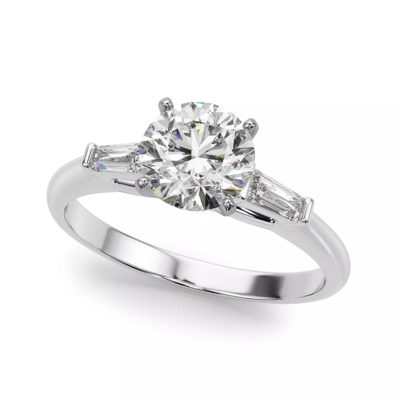 Three-Stone Symbolism 14K White Gold Engagement Ring