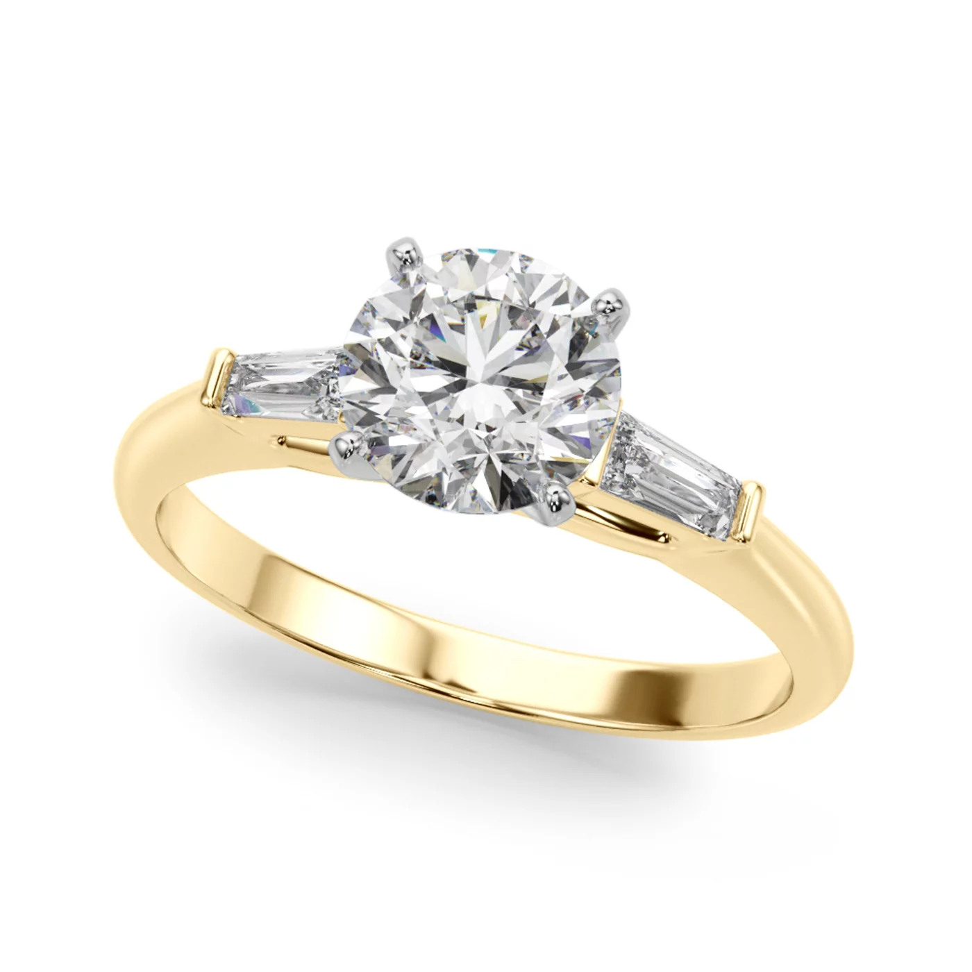 Three-Stone Symbolism 18K Yellow Gold Engagement Ring
