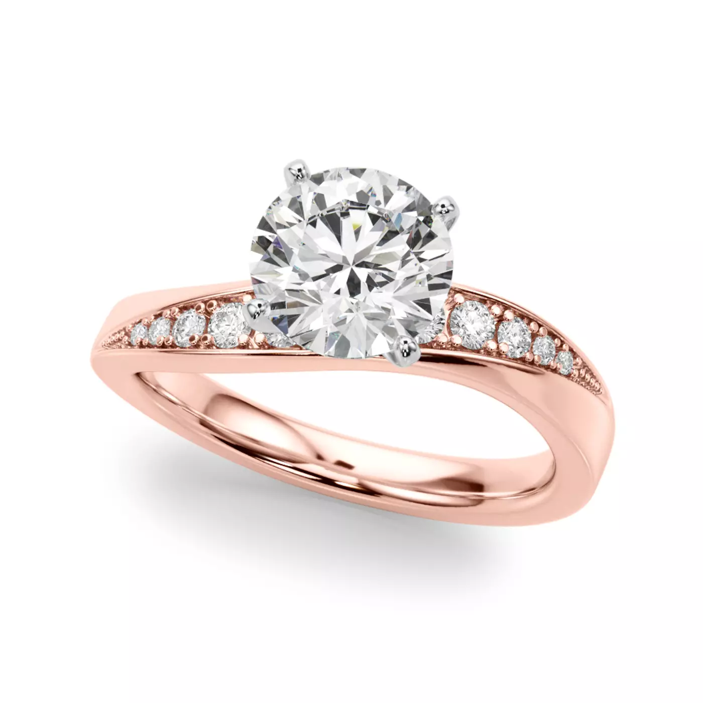 Brilliant Side Accents 14K Rose Gold Engagement Ring