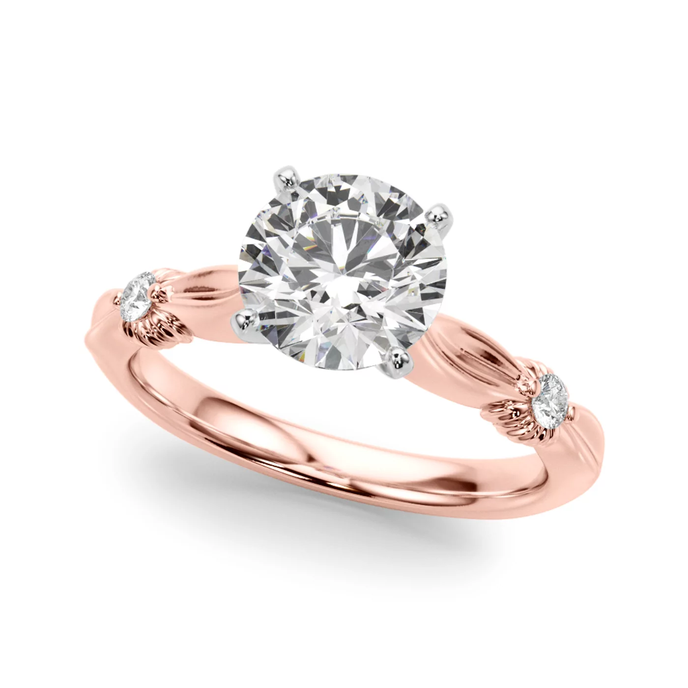 Vintage-Inspired Detail 14K Rose Gold Engagement Ring