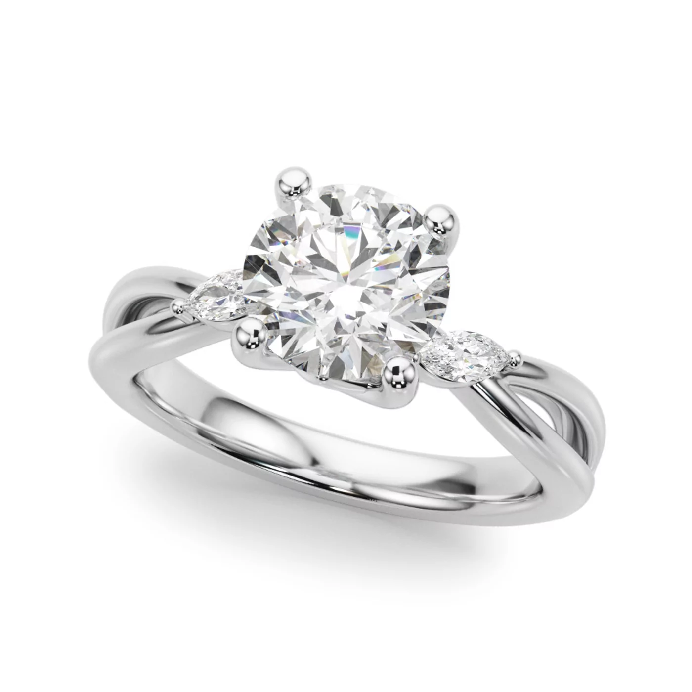 Interwoven Band Detail Platinum Engagement Ring