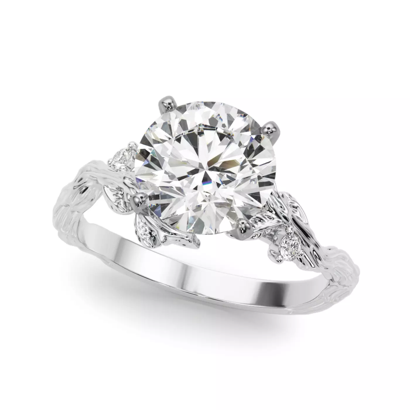 Brilliant Side Accents 14K White Gold Engagement Ring