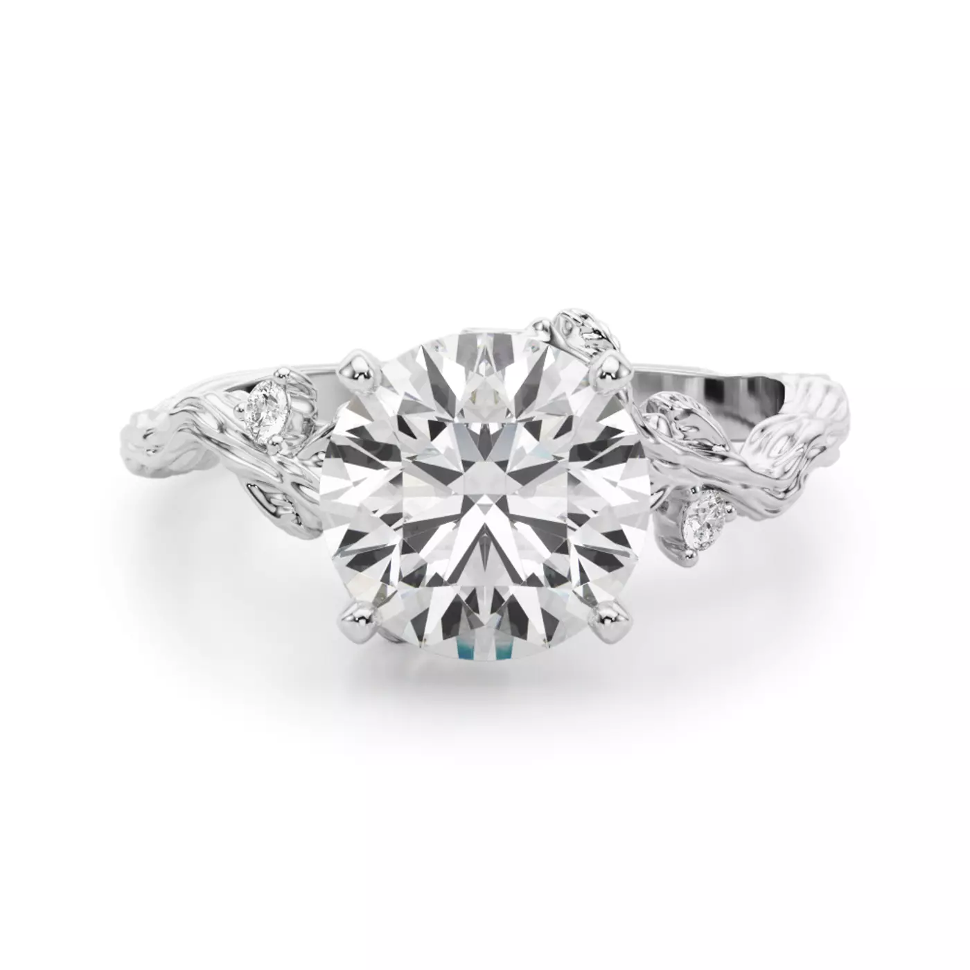 Brilliant Side Accents 18K White Gold Engagement Ring
