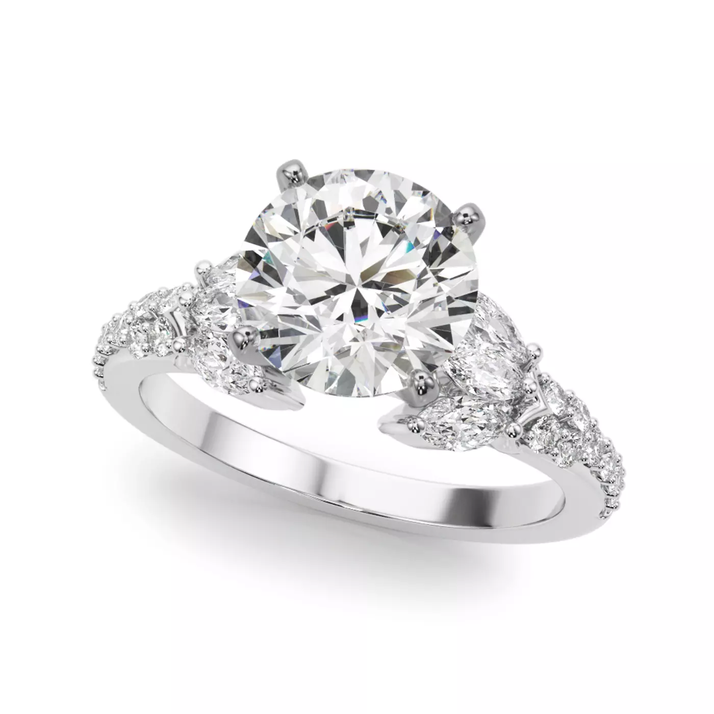 Brilliant Side Accents 14K White Gold Engagement Ring