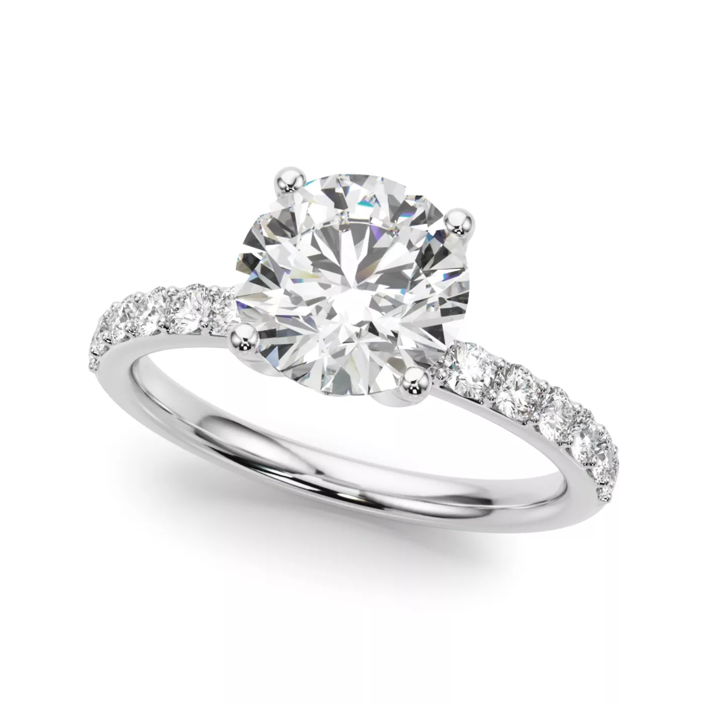 Hidden Halo Sparkle 18K White Gold Engagement Ring
