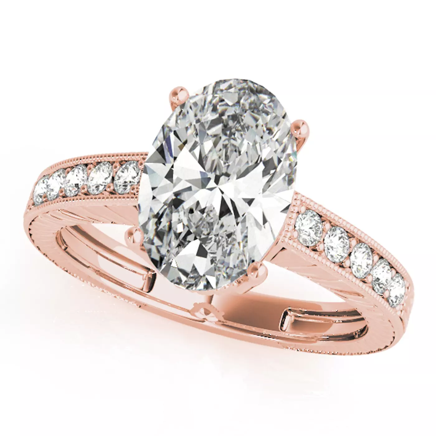 Brilliant Side Accents 14K Rose Gold Engagement Ring