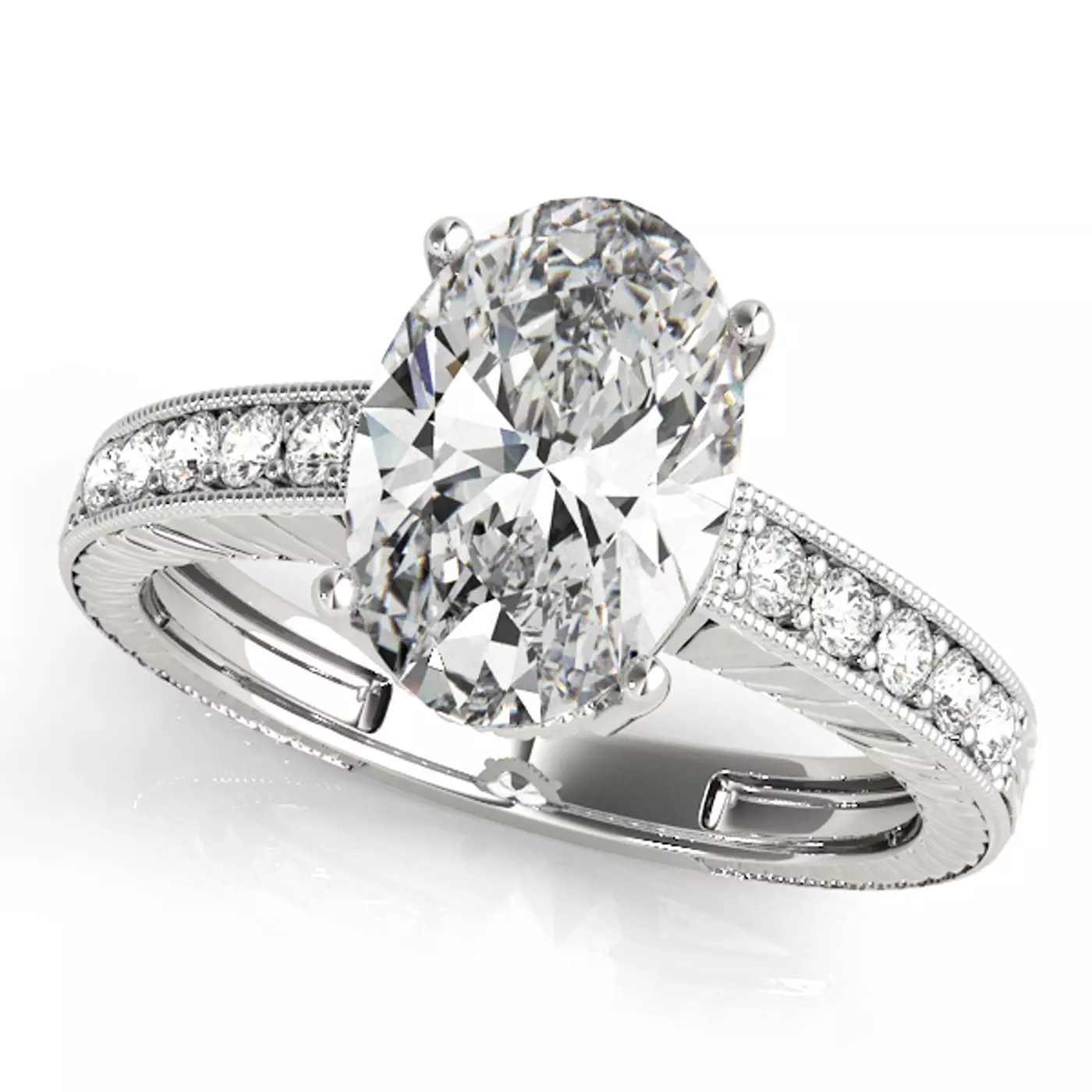 Brilliant Side Accents 14K White Gold Engagement Ring
