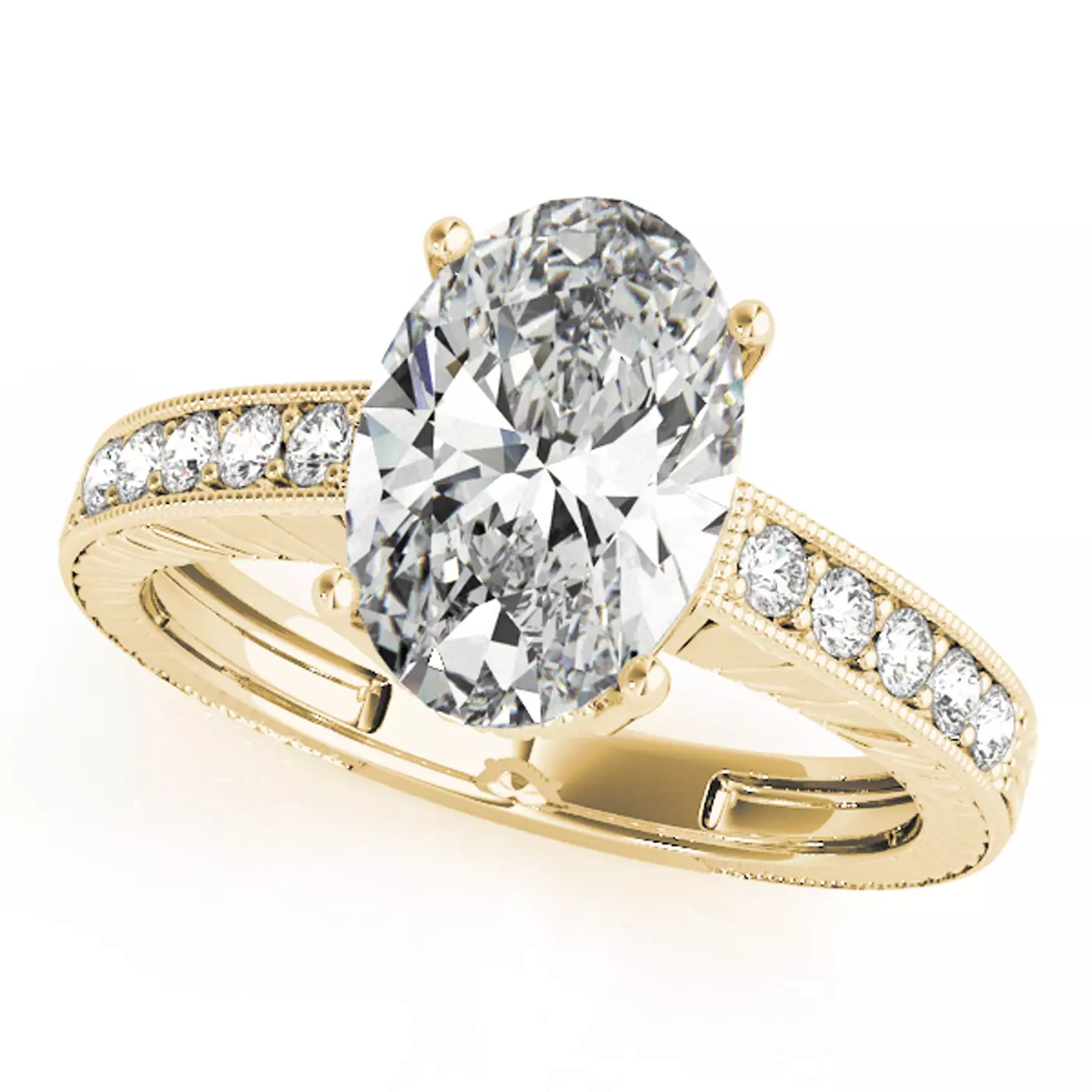 Brilliant Side Accents 18K Yellow Gold Engagement Ring