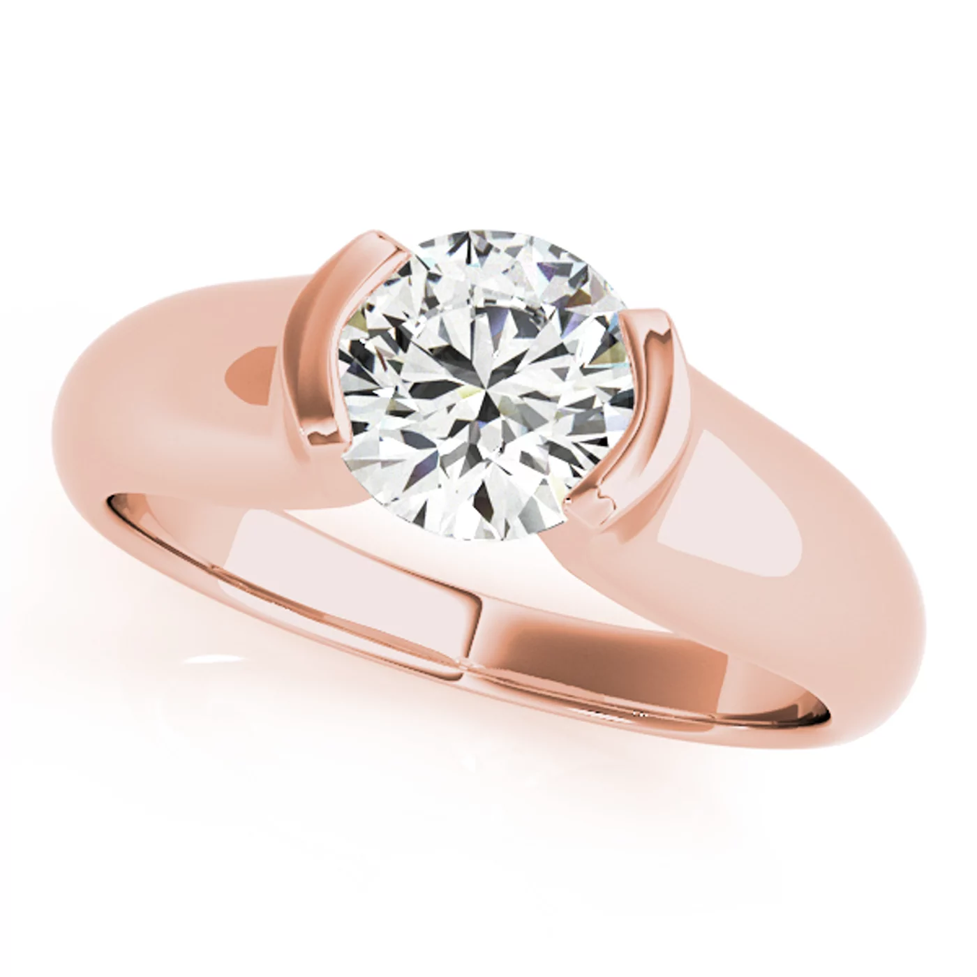 Modern Bezel Setting 14K Rose Gold Engagement Ring