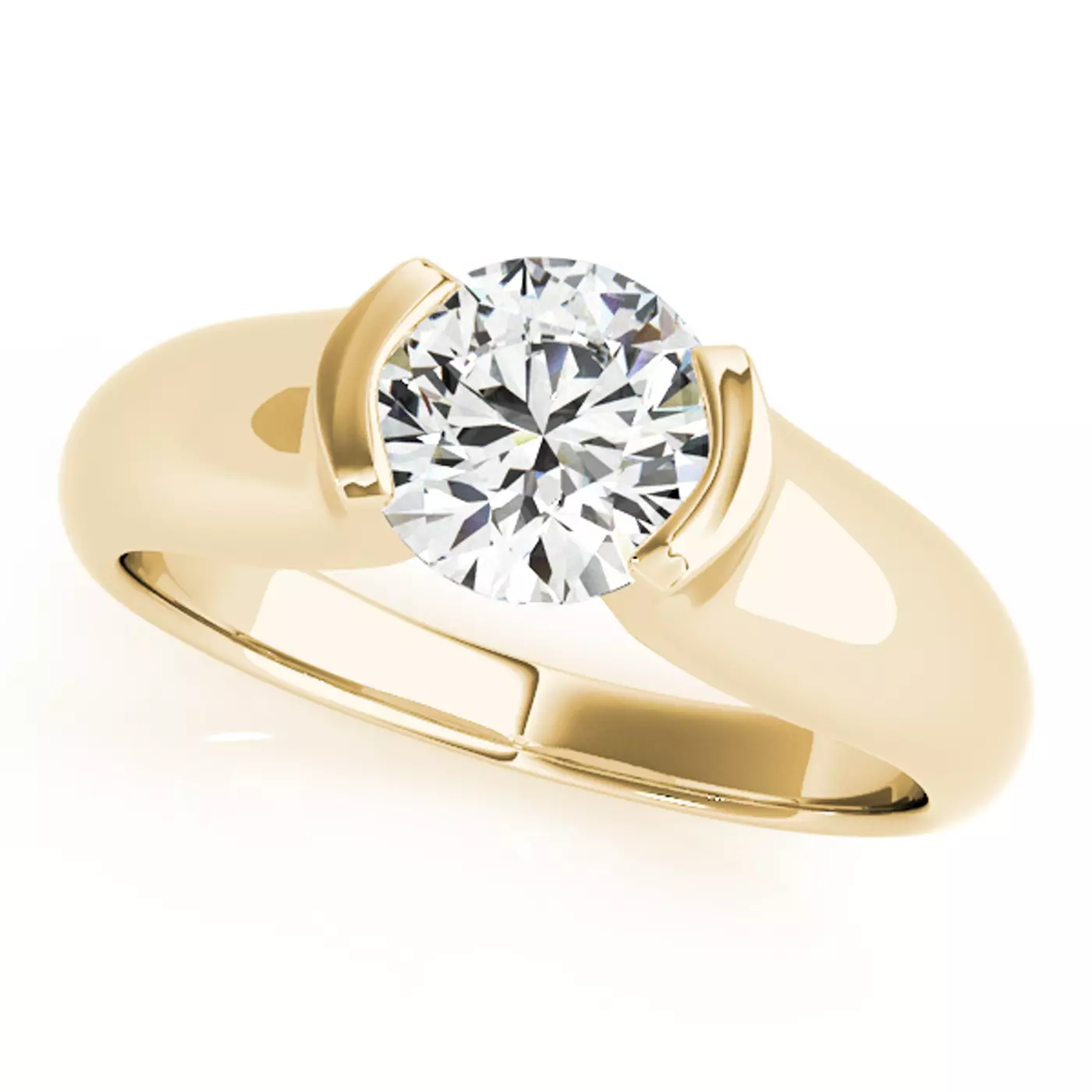 Modern Bezel Setting 14K Yellow Gold Engagement Ring