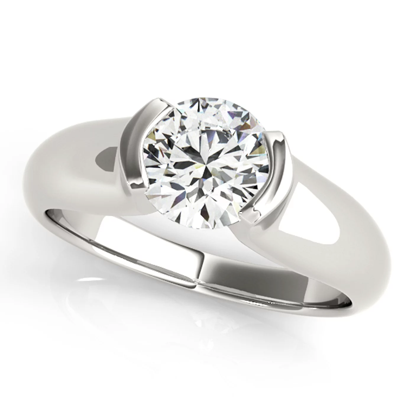 Modern Bezel Setting Platinum Engagement Ring