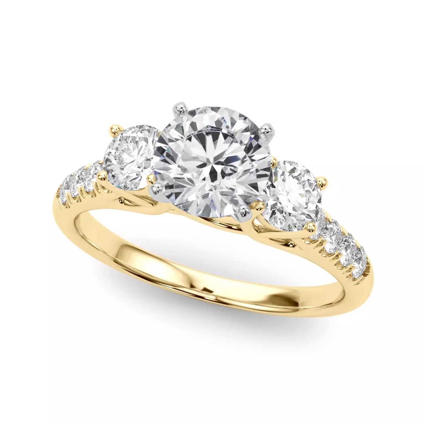 Three-Stone Symbolism 14K Yellow Gold Engagement Ring