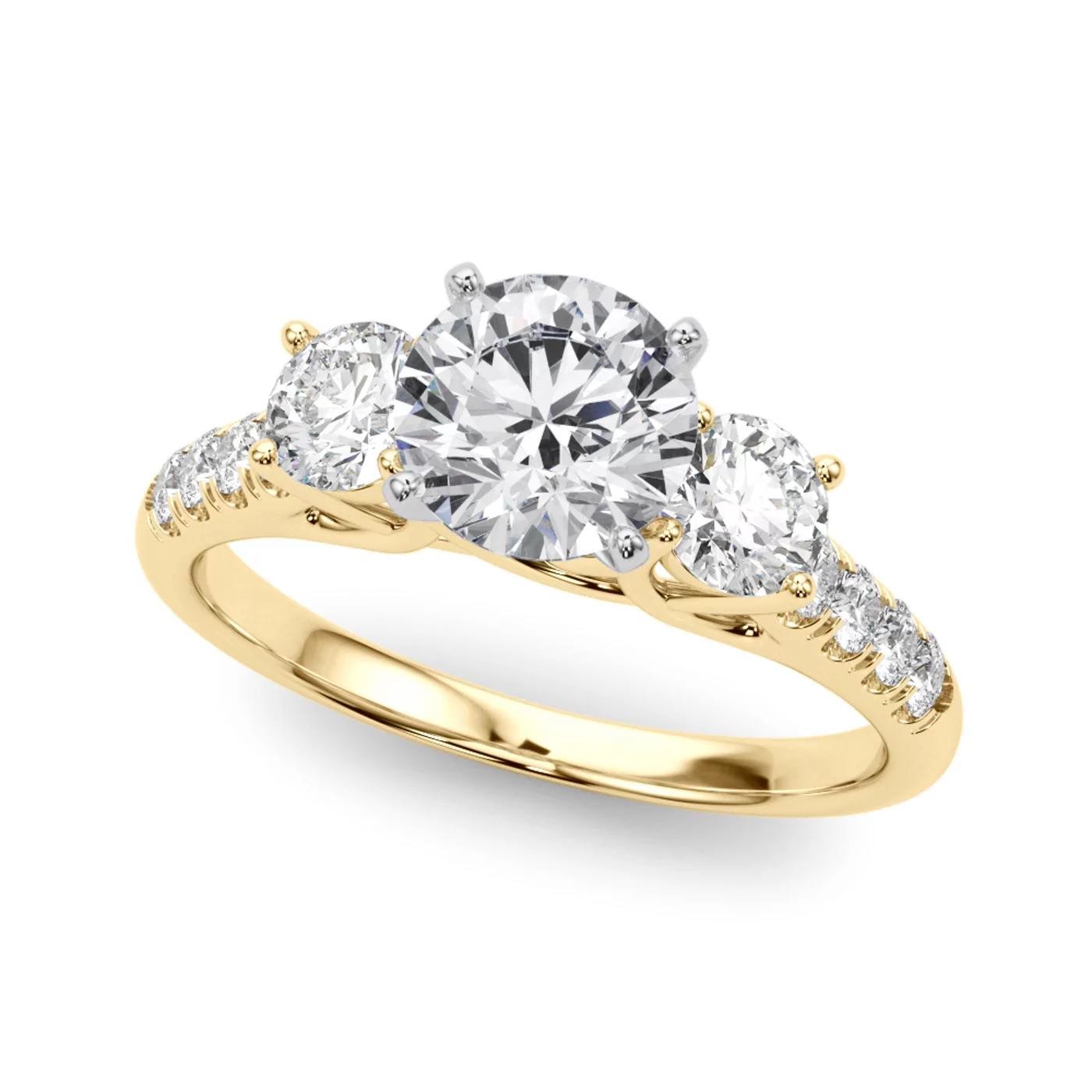 Three-Stone Symbolism 18K Yellow Gold Engagement Ring