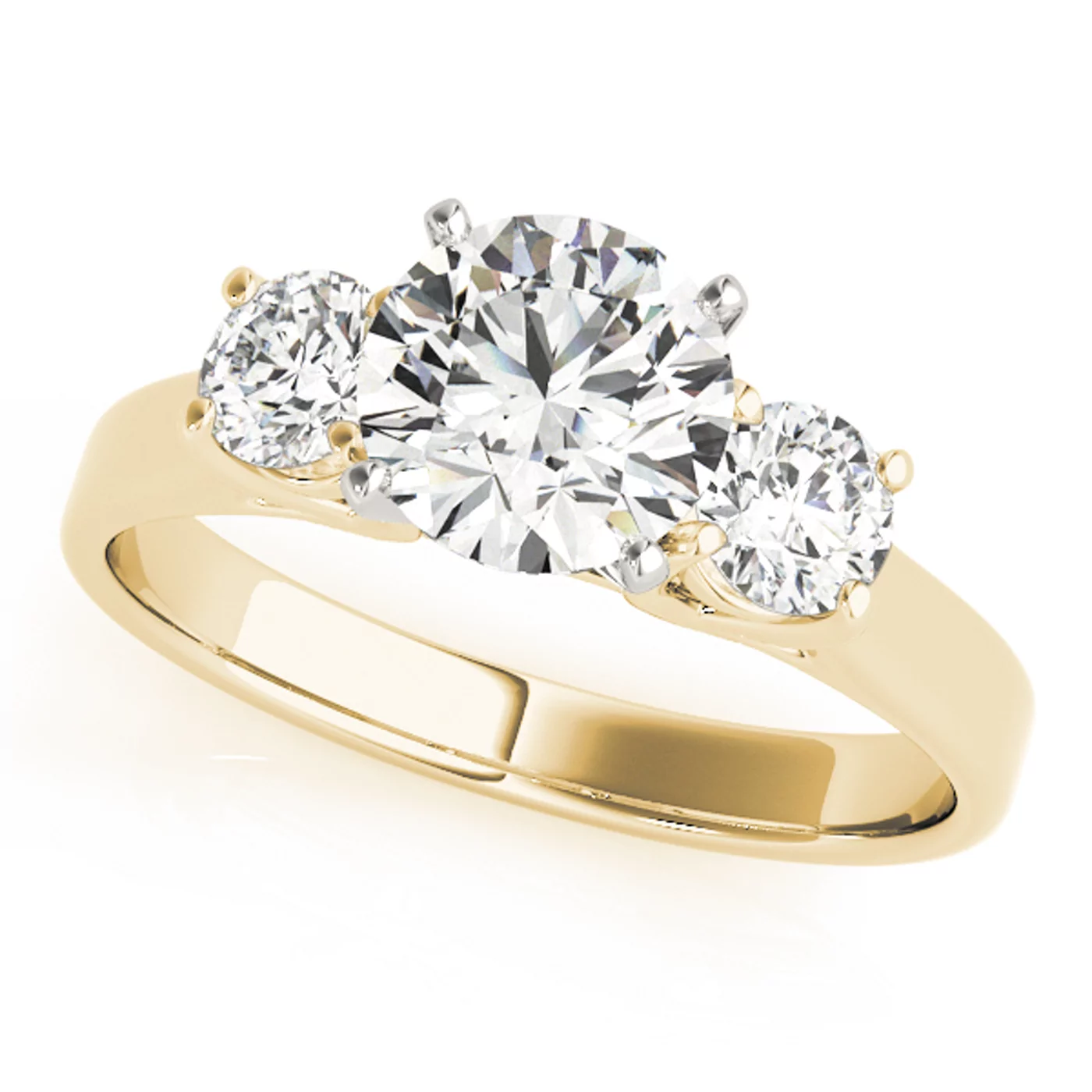 Three-Stone Symbolism 18K Yellow Gold Engagement Ring