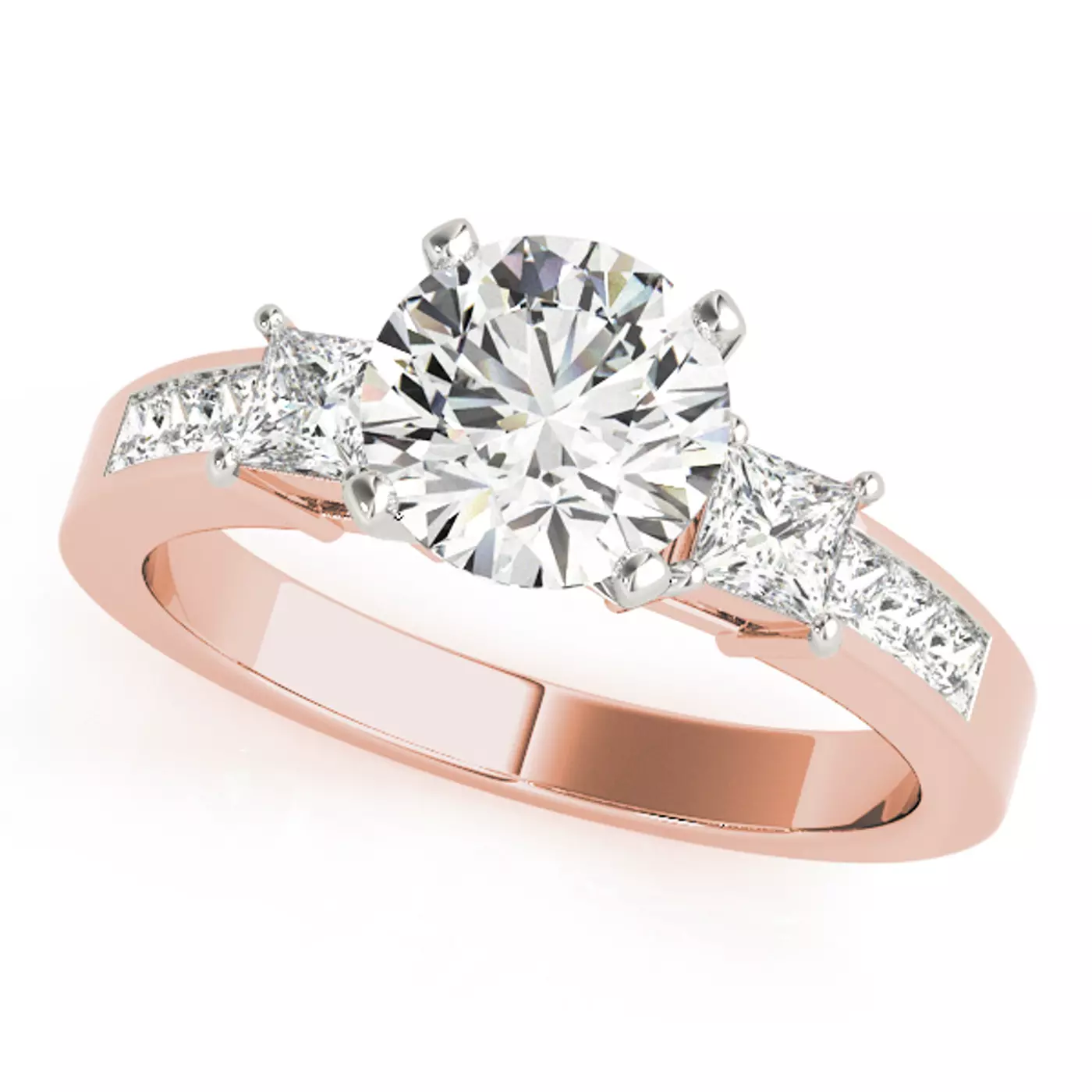 Meaningful Three-Stone Design 14K Rose Gold Engagement Ring