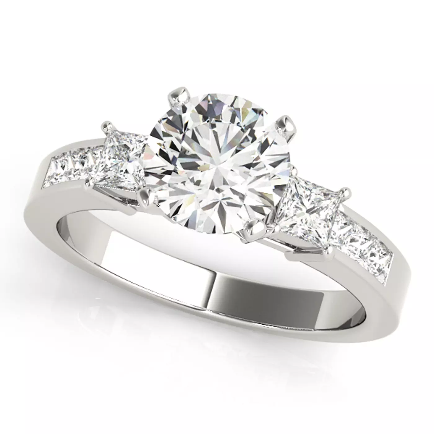 Meaningful Three-Stone Design 14K White Gold Engagement Ring