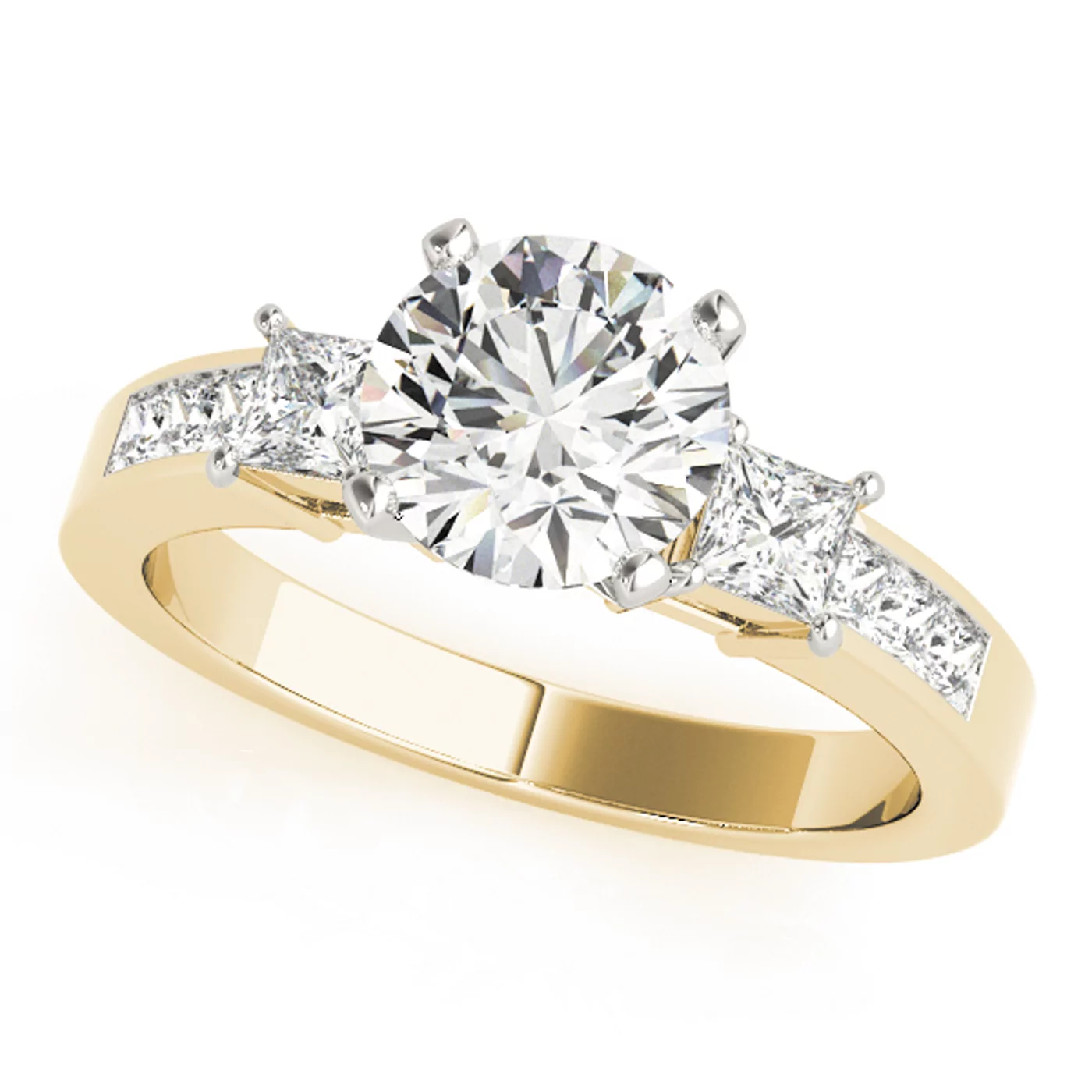 Meaningful Three-Stone Design 18K Yellow Gold Engagement Ring