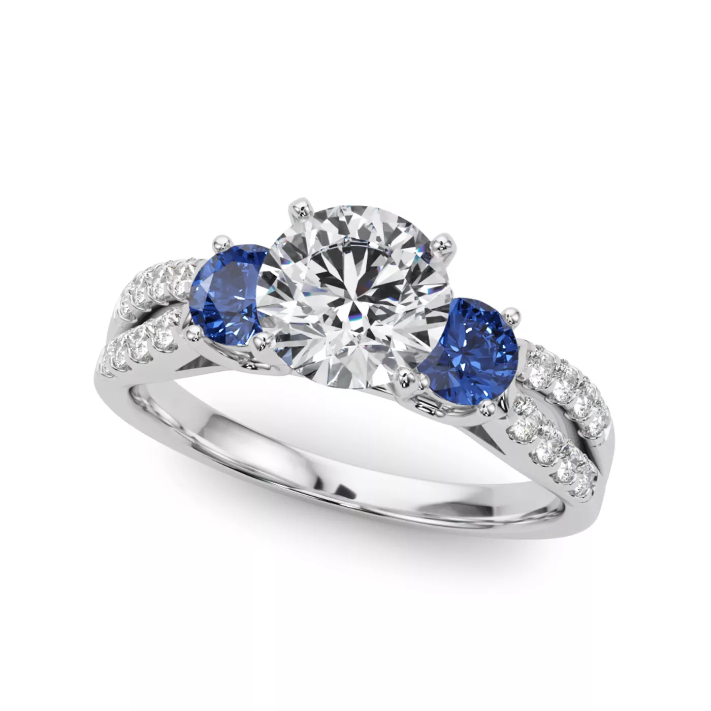 Three-Stone Symbolism 14K White Gold Engagement Ring