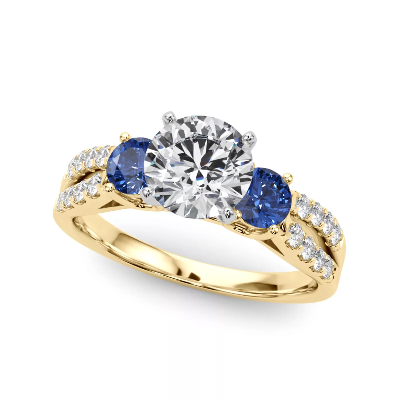 Three-Stone Symbolism 14K Yellow Gold Engagement Ring