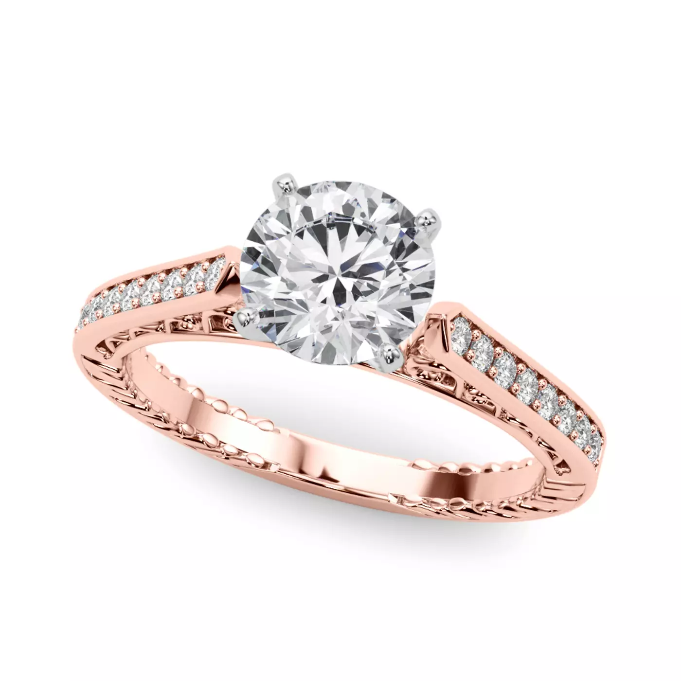 Brilliant Side Accents 14K Rose Gold Engagement Ring