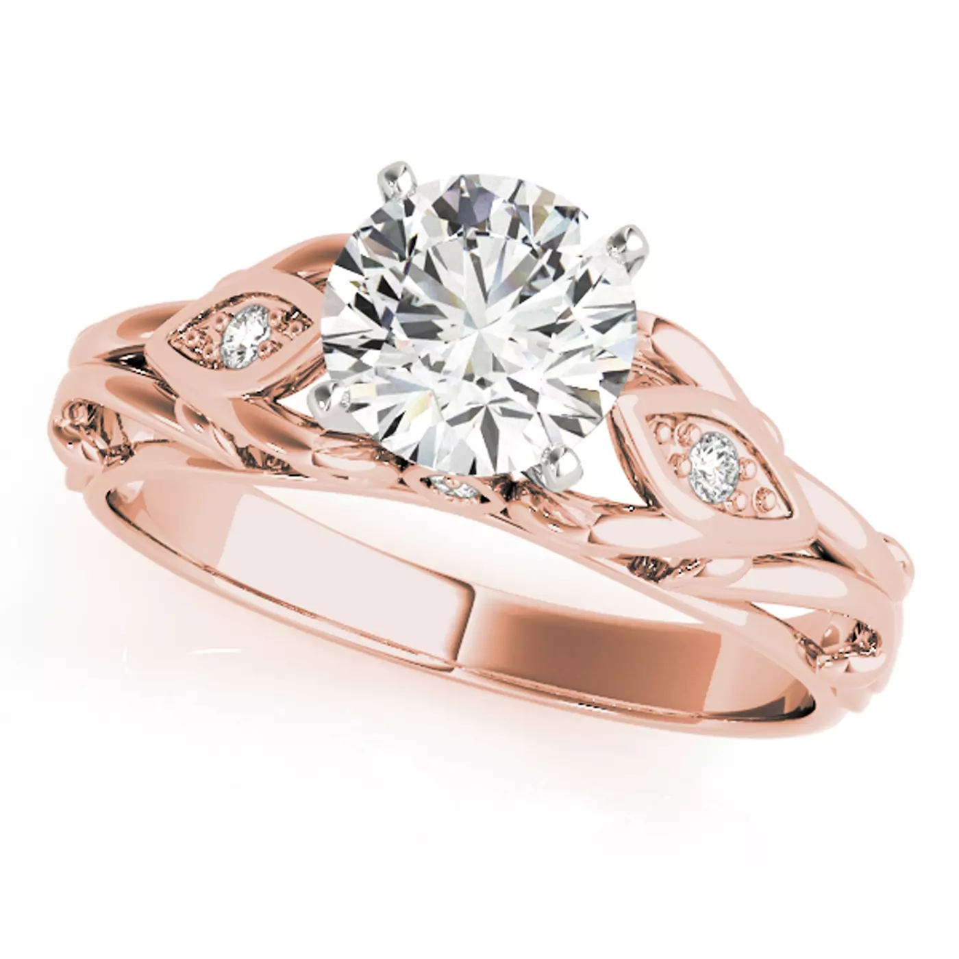 Vintage-Inspired Detail 14K Rose Gold Engagement Ring