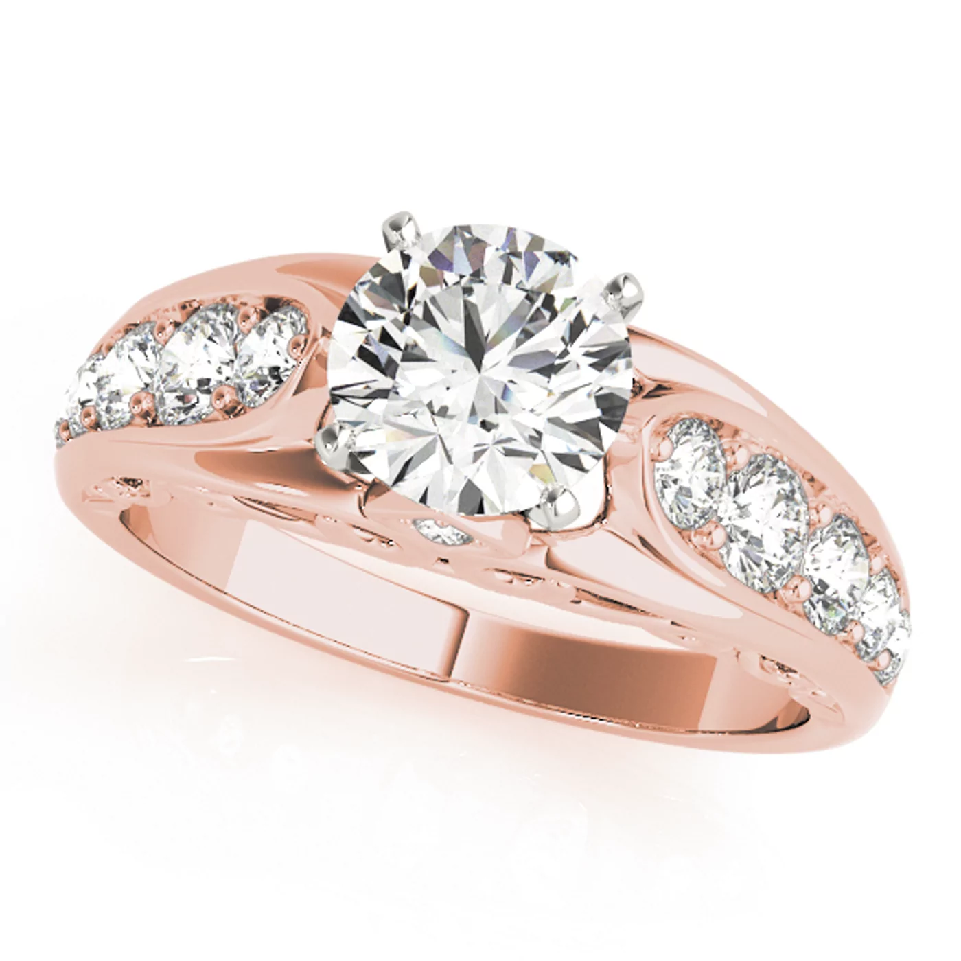 Brilliant Side Accents 14K Rose Gold Engagement Ring