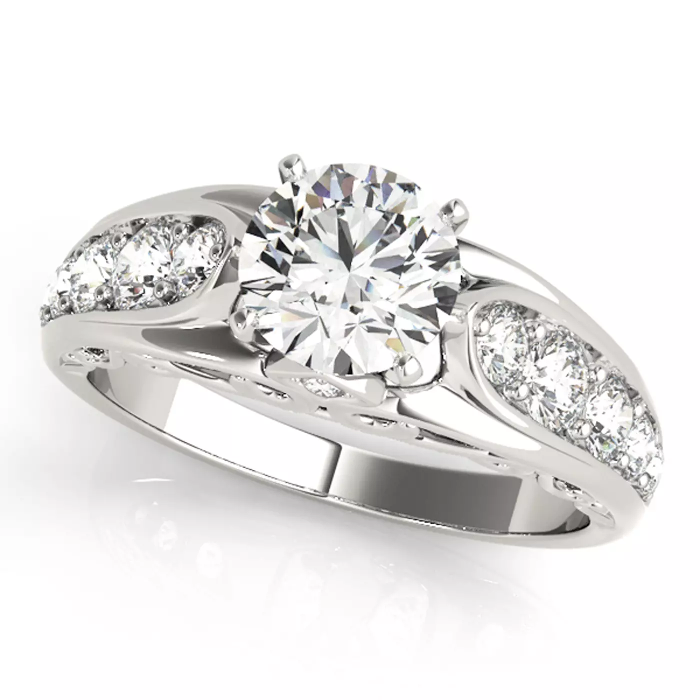 Brilliant Side Accents Platinum Engagement Ring