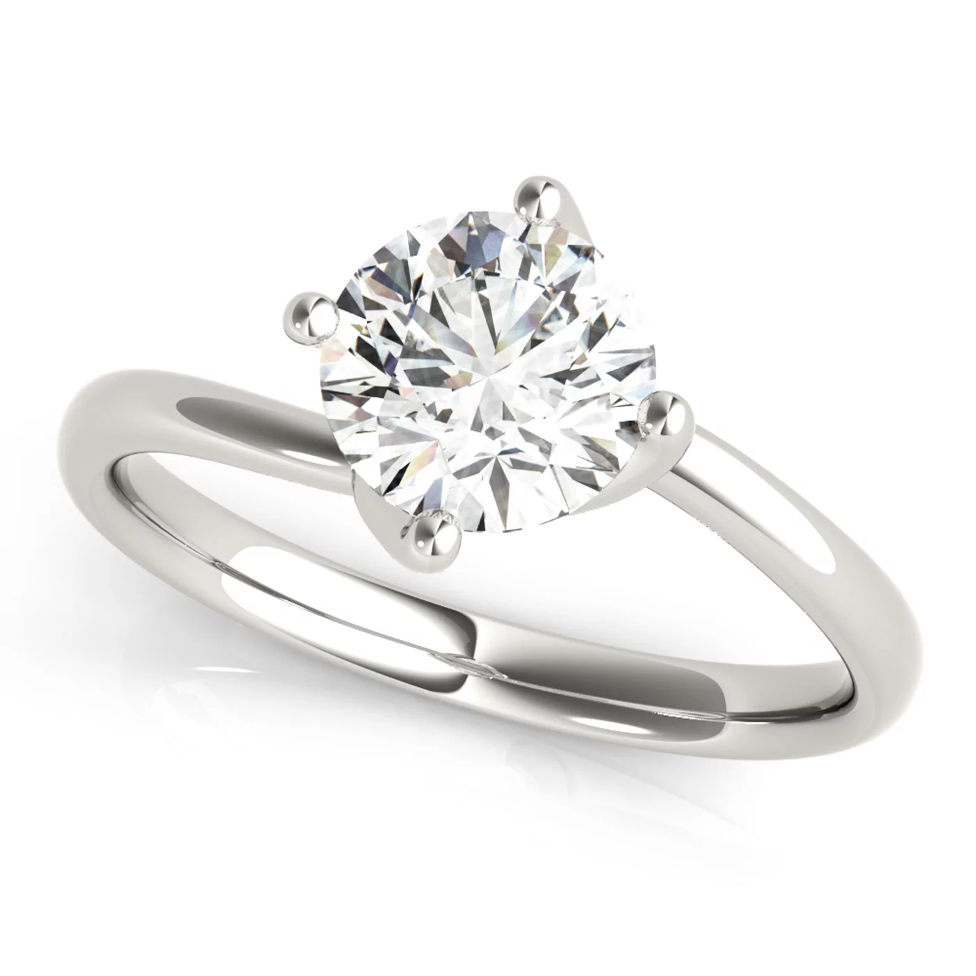 Bypass Silhouette 18K White Gold Engagement Ring